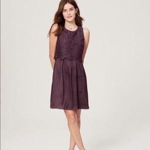 Loft purple lace/satin sheath dress Xl